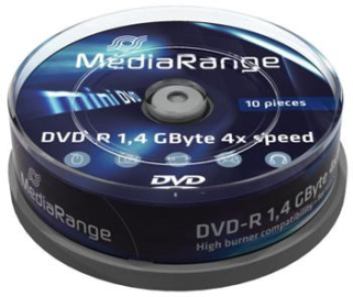 MEDIARANGE DVD-R 80mm 1,4GB 4x cake 10ks/bal 